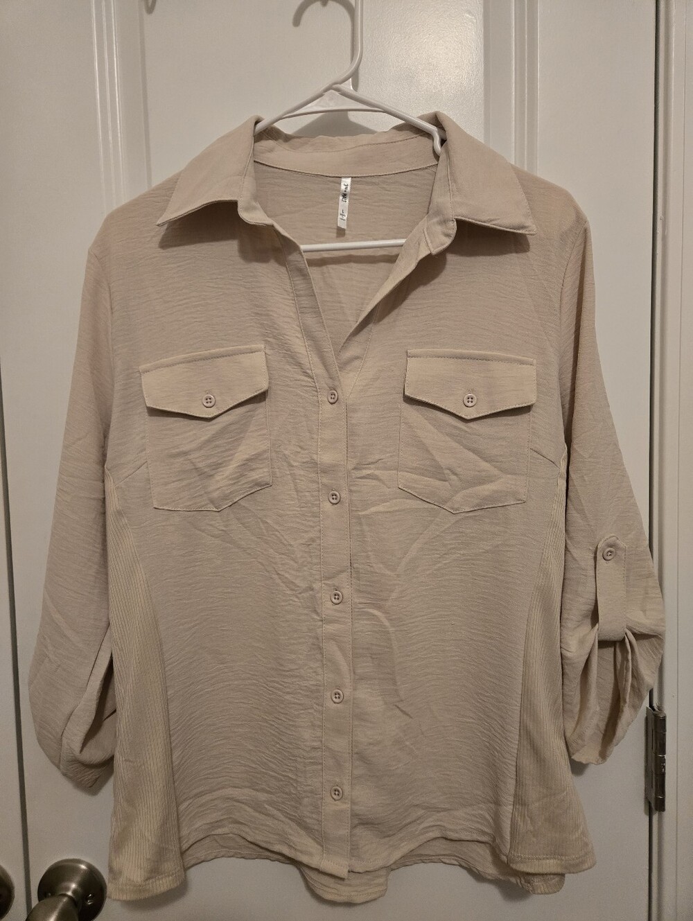 3rd & Malt Tan Quarter Sleeve Blouse